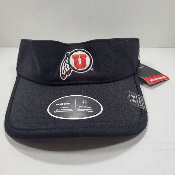 Utah Utes Small/Medium Under Armour Iso-Chill Black Visor‎ On-Field Team Issued - Picture 1 of 10
